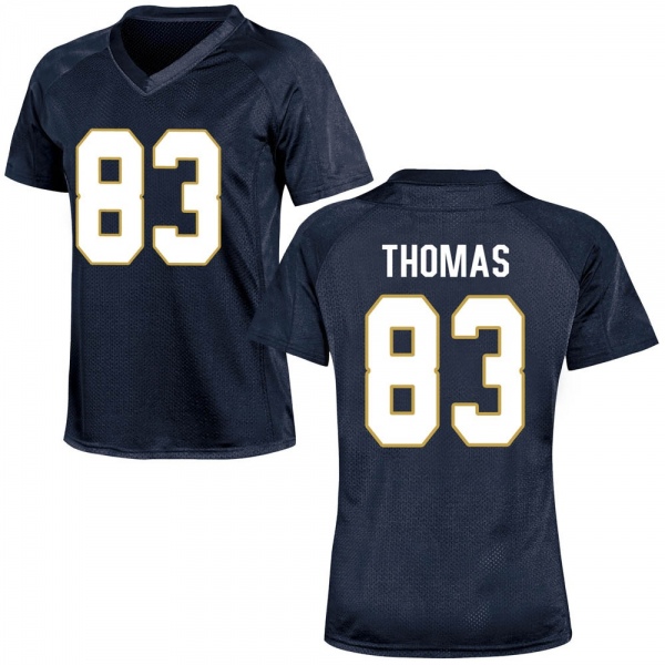 Jayden Thomas Notre Dame Fighting Irish NCAA Women's #83 Navy Blue Game College Stitched Football Jersey NFF2255VE